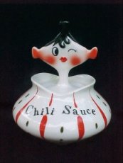 1958 vintage Holt Howard Pixie Chili Fiesta Red Jar