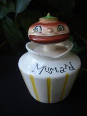 1950s vintage Lefton China Hamburger Mustard Jar Dish