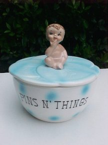 Norcrest ceramic Trinket Pins Box dish Figural Baby Boy